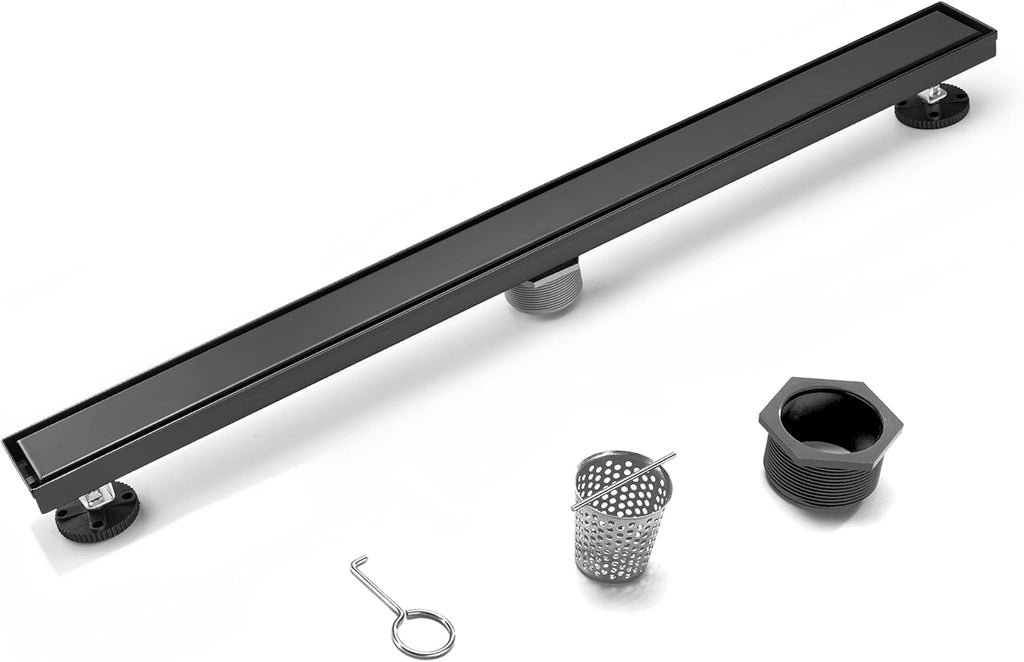 Matte Black Stainless Steel Rectangle Shower Drain, Pack of 2 B405