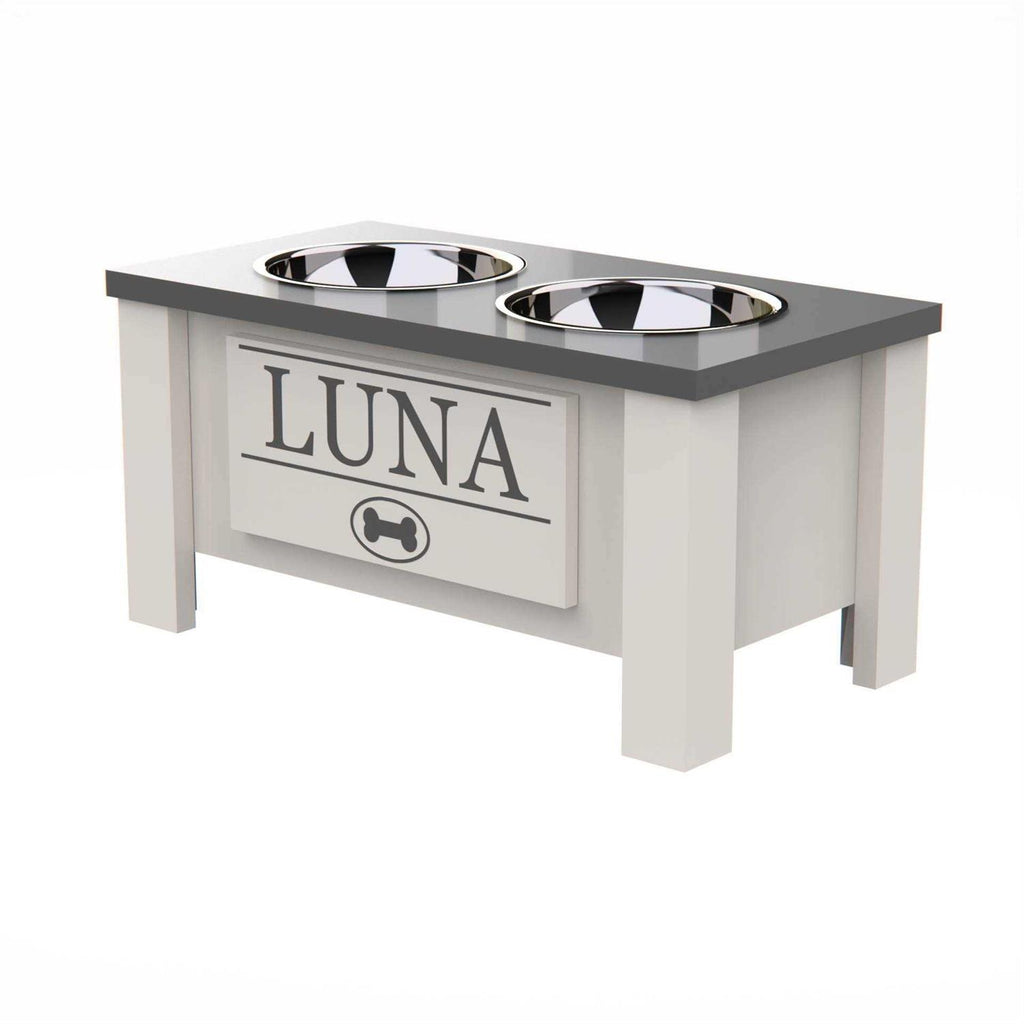 Personalized Elevated Dog Bowl Stand with Internal Storage P13814