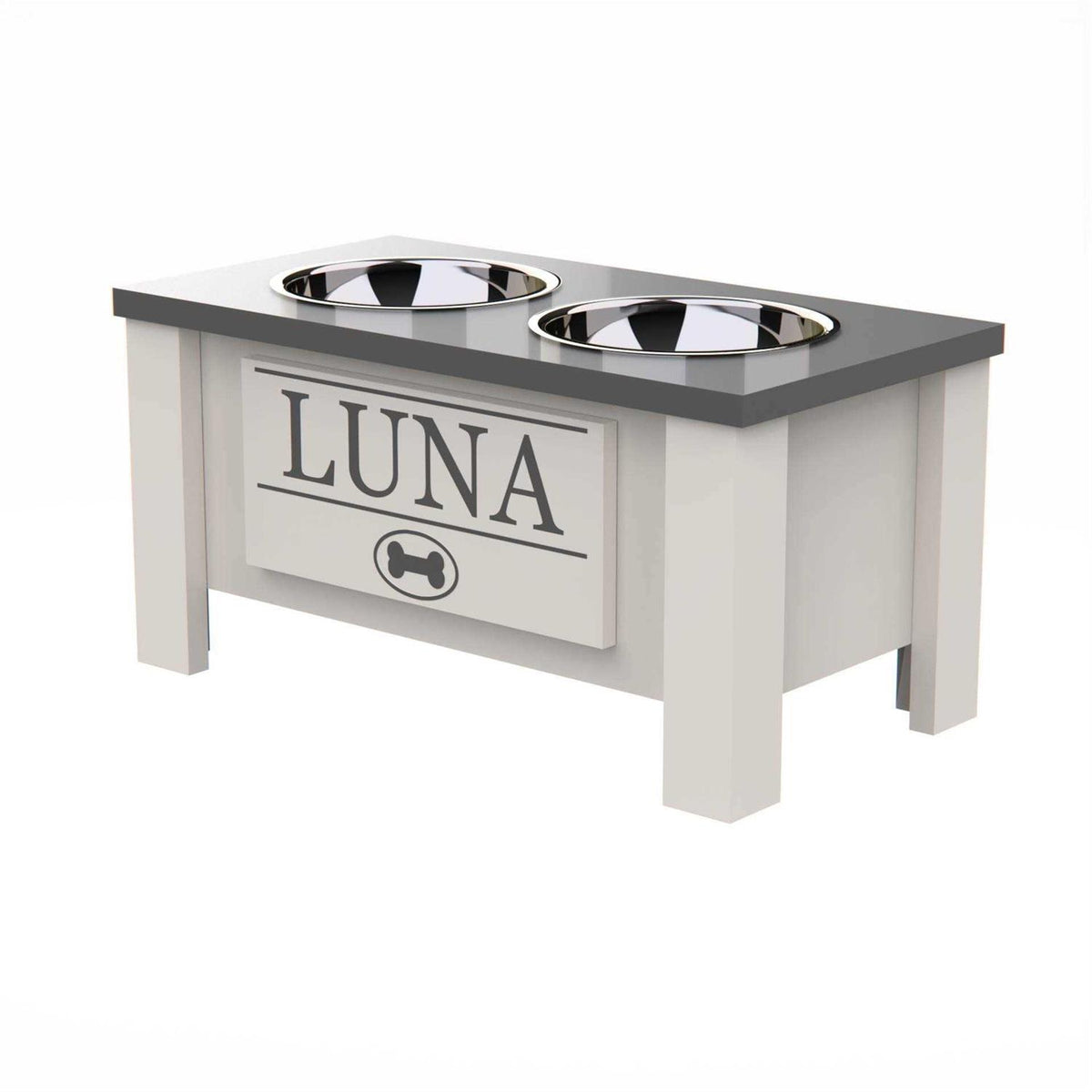 Personalized Elevated Dog Bowl Stand with Internal Storage P13814