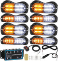 8pcs Amber & White Surface Mount Strobe Light with Strobe Controller and Wiring Harness D751