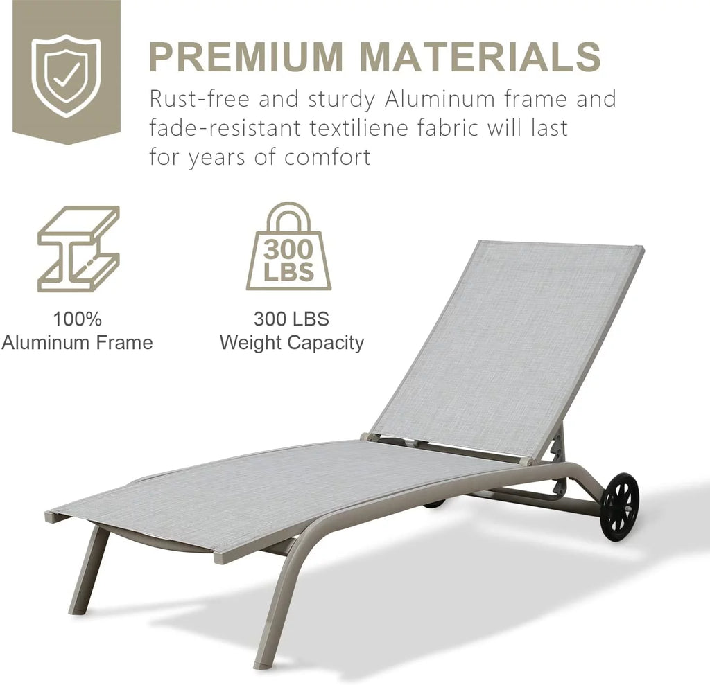 Aluminum Textilene Adjustable Chaise Lounge Chair N1365
