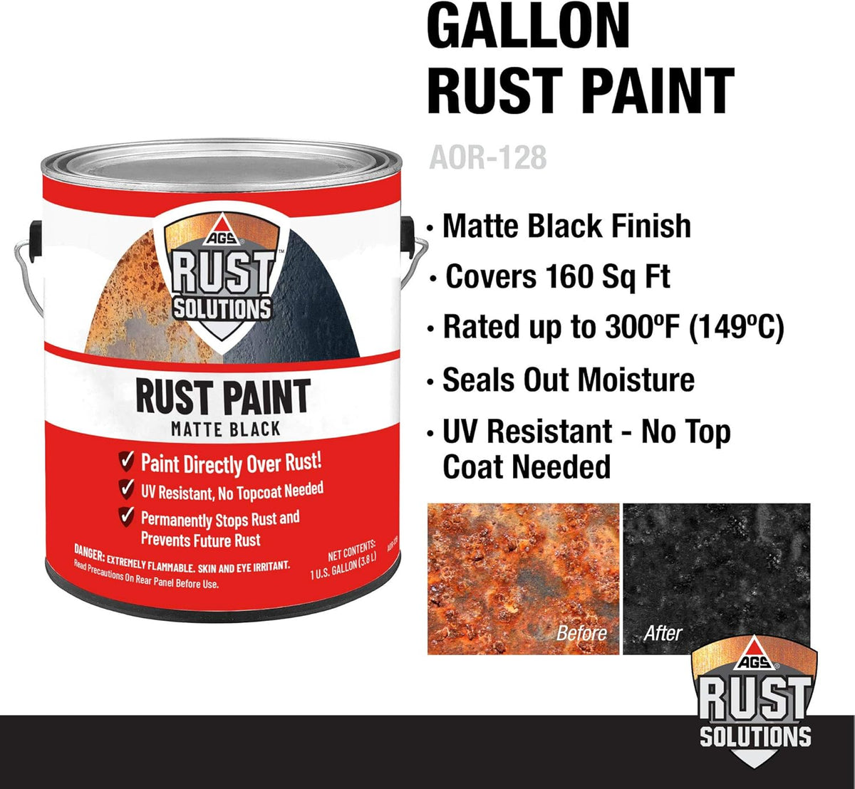 Matte Black Anti-Rust Paint, 1 Gallon E8685