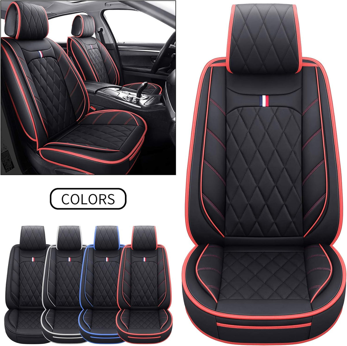 2 PCS Front Waterproof Leather Car Seat Covers J634751