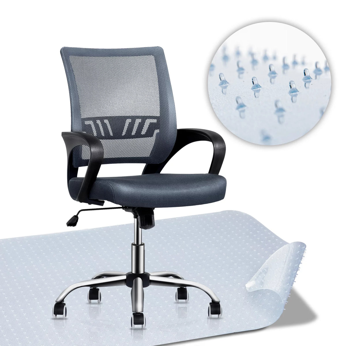 Grey Mesh Ergonomic Office Chair with Lumbar Support X6989