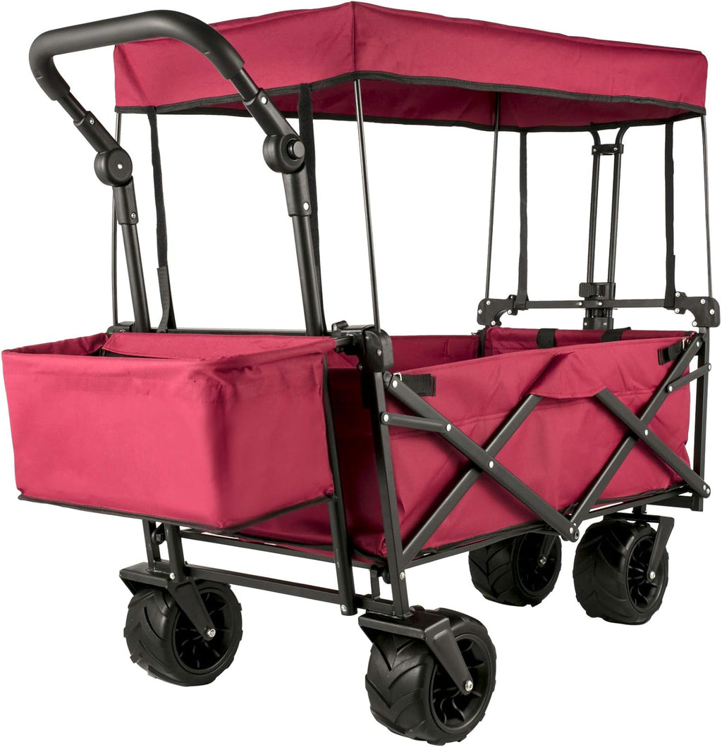 Extra Large Collapsible Garden Cart with Removable Canopy, Black S20093