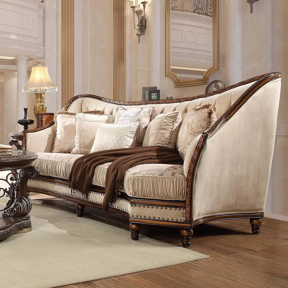 Antique Gold & Dark Oak 3Pcs Sofa Set B685574