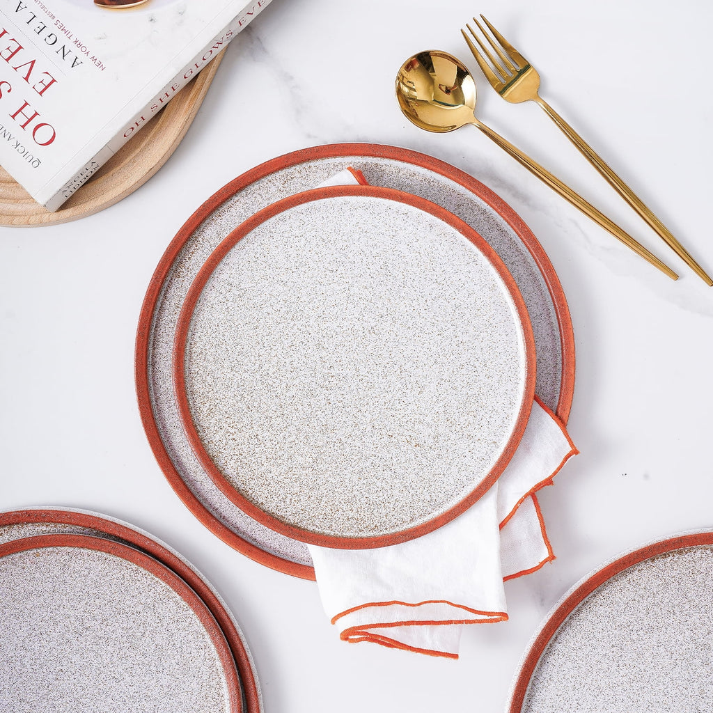 32-Piece Red Stoneware Dinnerware Set T29412