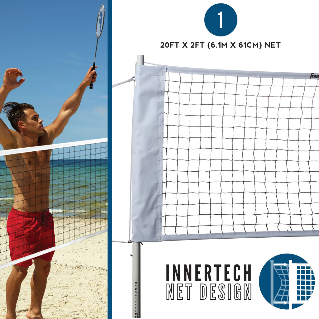 Badminton Net Family Set with 4 Steel Rackets and 2 Birdies A7168