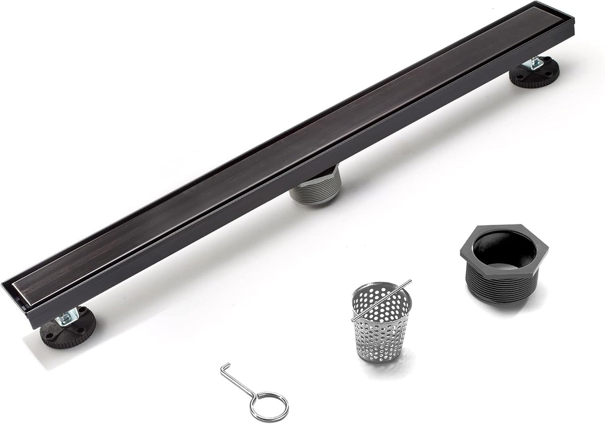 Matte Black Stainless Steel Rectangle Shower Drain, Pack of 2 B405