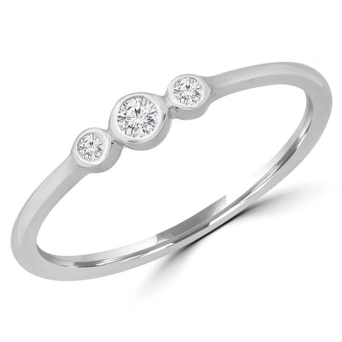 14K White Gold Three-Stone Engagement Ring Z655