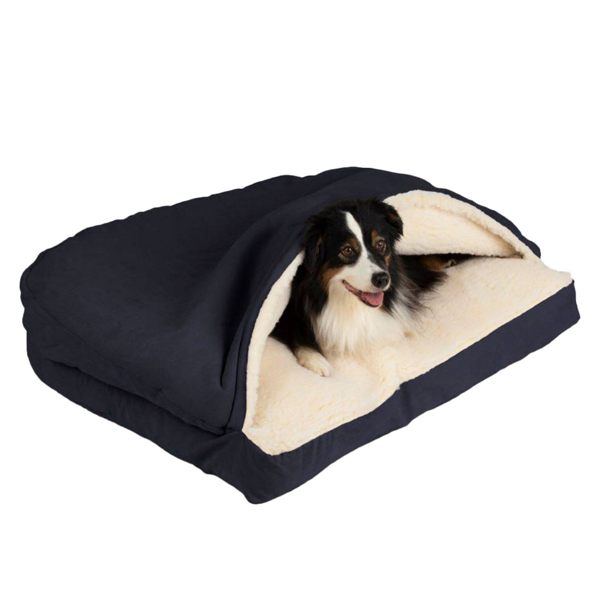 Navy Rectangle Cozy Cave Dog Bed B2684