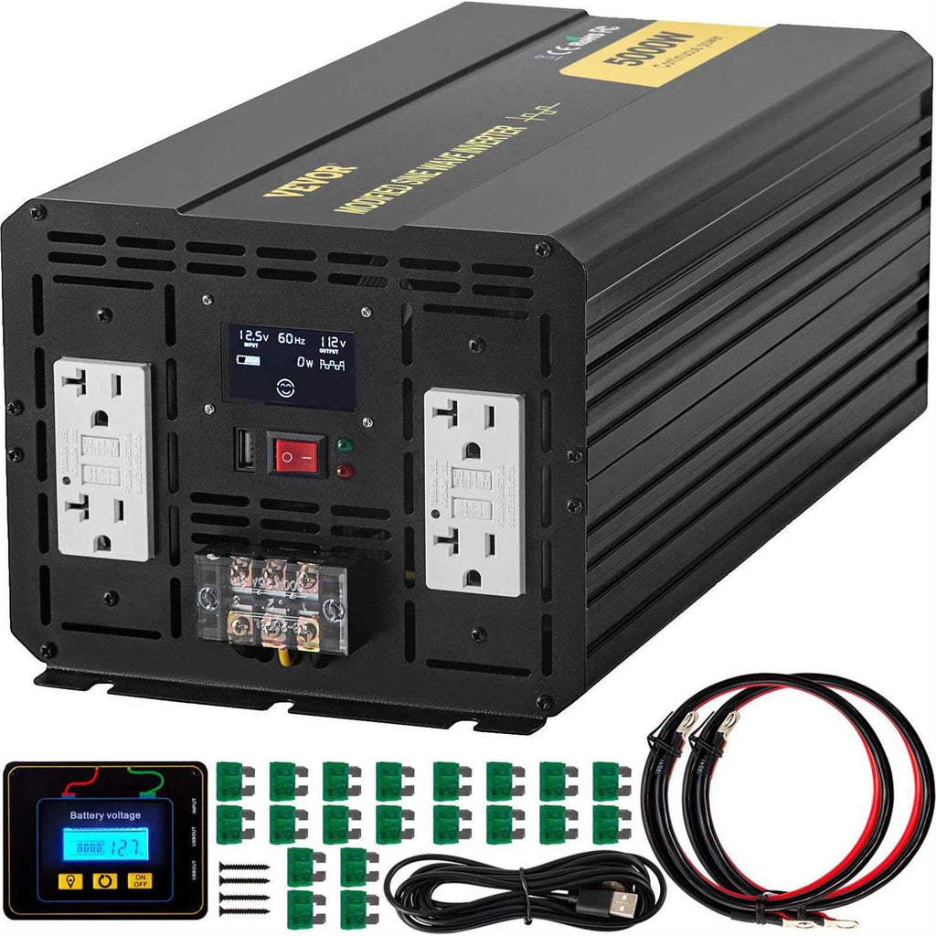 5000W Modified Sine Wave Power Inverter DC 12V to AC 110V with LCD Display O25754