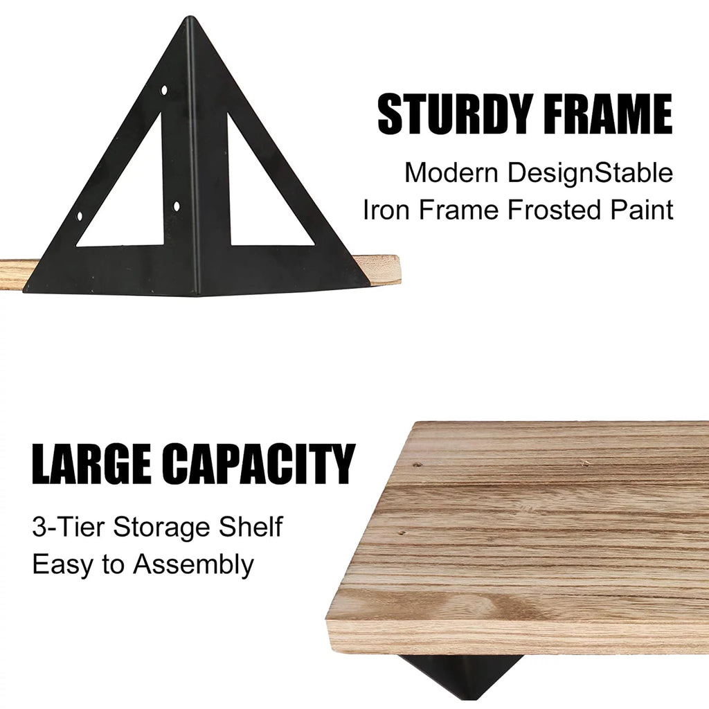 Set of 3 Solid Wood Wall Mounted Floating Shelf B8406