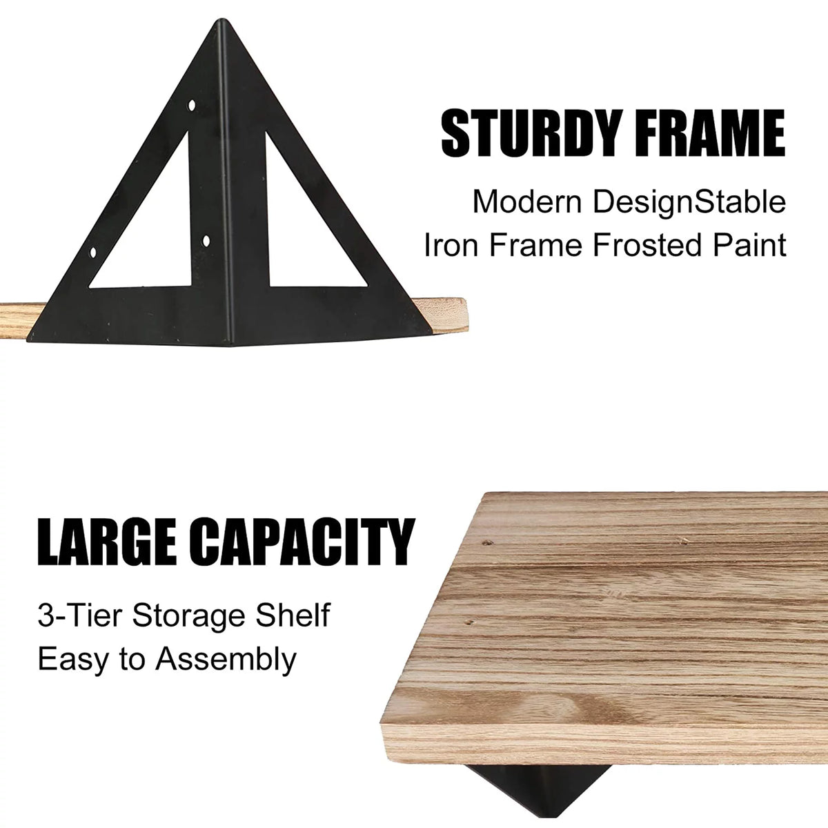Set of 3 Solid Wood Wall Mounted Floating Shelf B8406