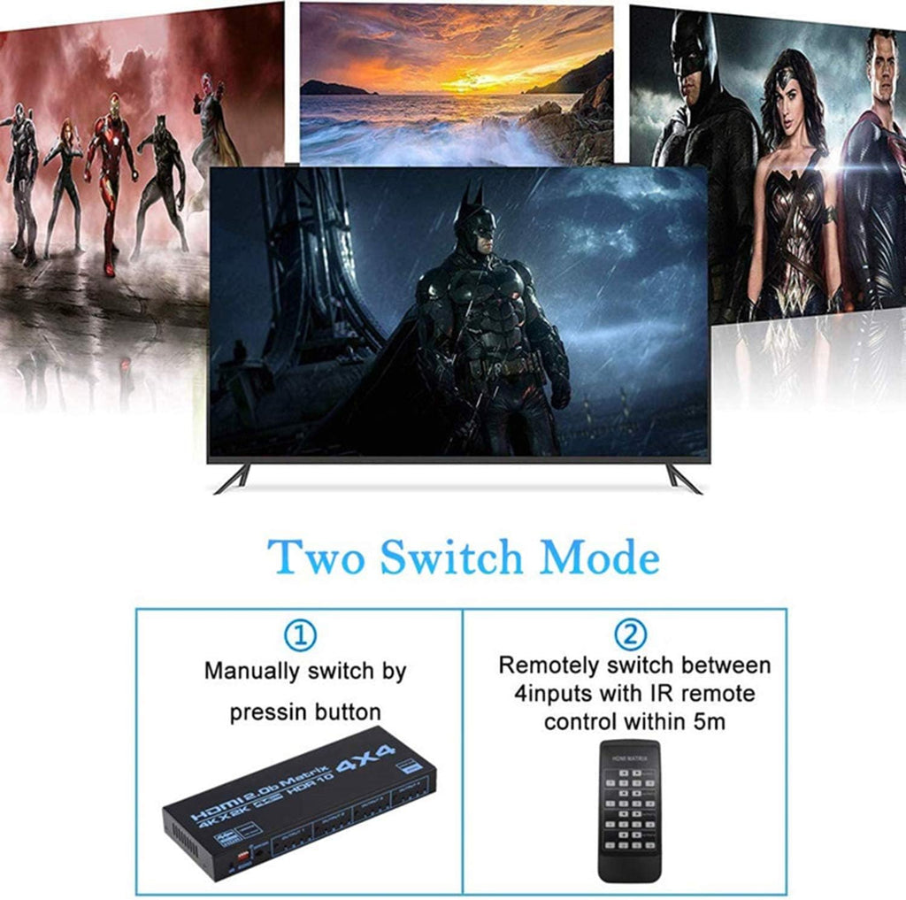 4K HDMI Matrix Switcher 4x4 with Infrared Remote Control E531343