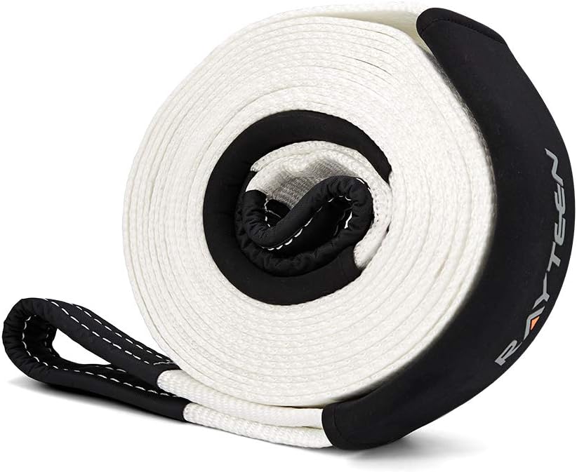 Nylon Kinetic Snatch Strap 4in x 30ft 24,200lb Pulling Force Reinforced Loops Protection Sleeves Pack of 2 V464097