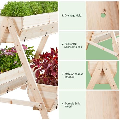 3 Tiers Elevated Wooden Raised Garden Bed with Legs L541
