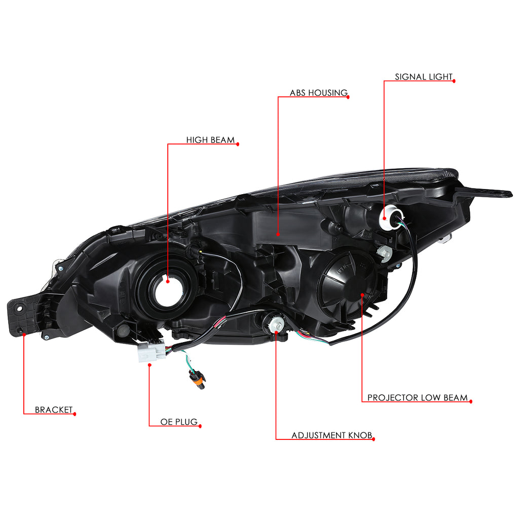 Pair Projector Headlight Chrome Housing Clear Side Headlamps Left + Right I8545