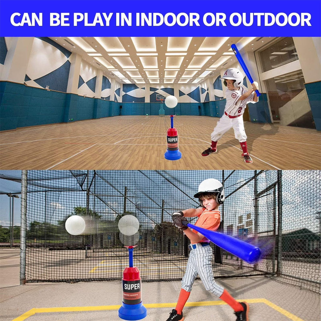Automatic Launcher Baseball Bat Toys T-Ball Set with Baseball Bat and 3 Baseball B52731