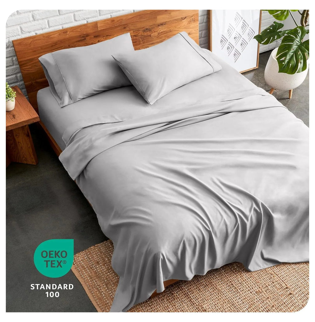Light Grey 4 Piece Flex King Microfiber Bed Sheet Set D72739