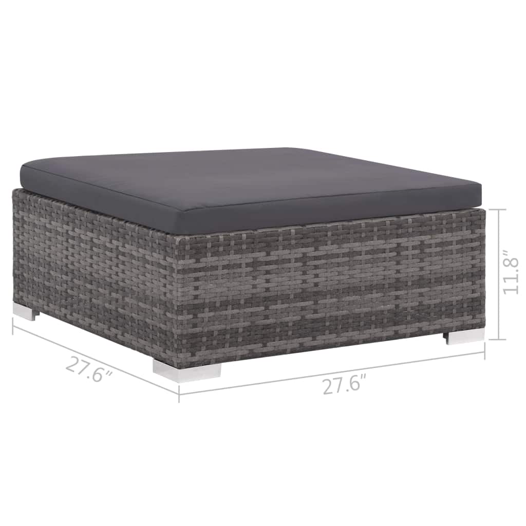 Set of 6 Poly Rattan Patio Sectional Corner Sofa with 2 Ottoman and Cushions Gray M945197