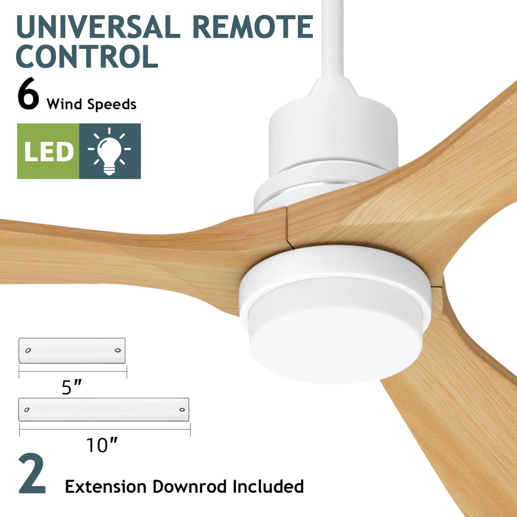 52'' White Ceiling Fan with Light and Remote Control W45386