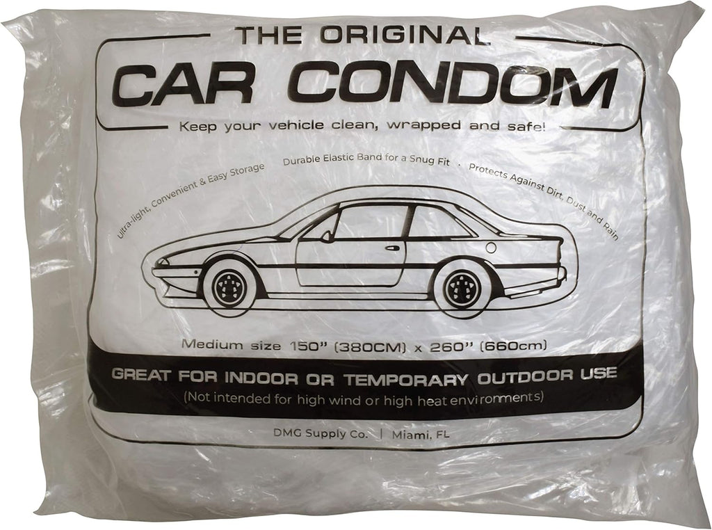 5 Pack Disposable Plastic Car Cover with Elastic Band Medium Size M3321
