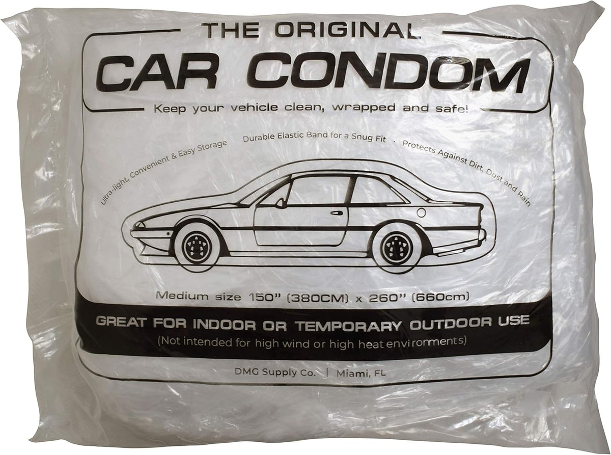 5 Pack Disposable Plastic Car Cover with Elastic Band Medium Size M3321