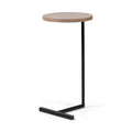 15 x 27 Round Top Brown Wood and Black Iron Base Accent Table H127836