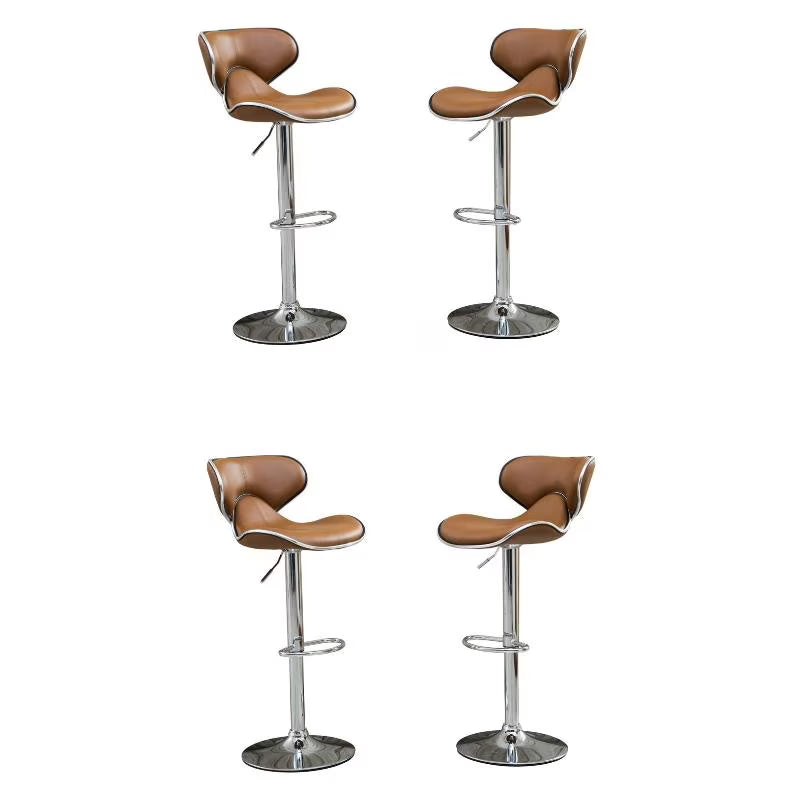 Faux Leather Swivel Barstool in Camel - Set of 4 R6582