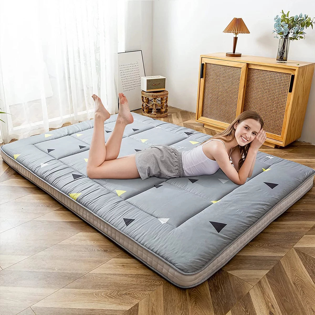 Extra Thick Grey Queen Folding Floor Mattress B4529