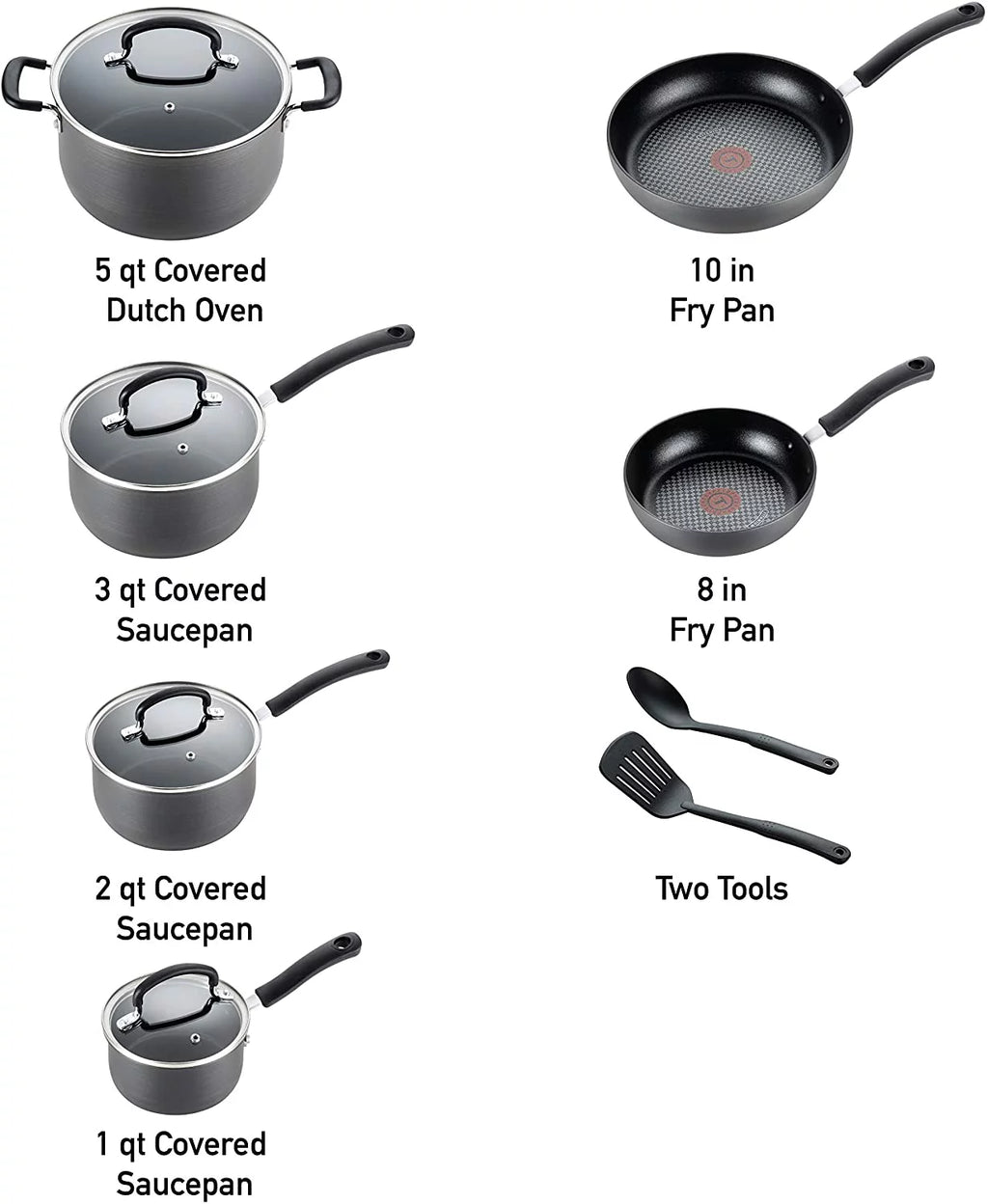 12 Piece Hard Anodized Nonstick Cookware Set Y186
