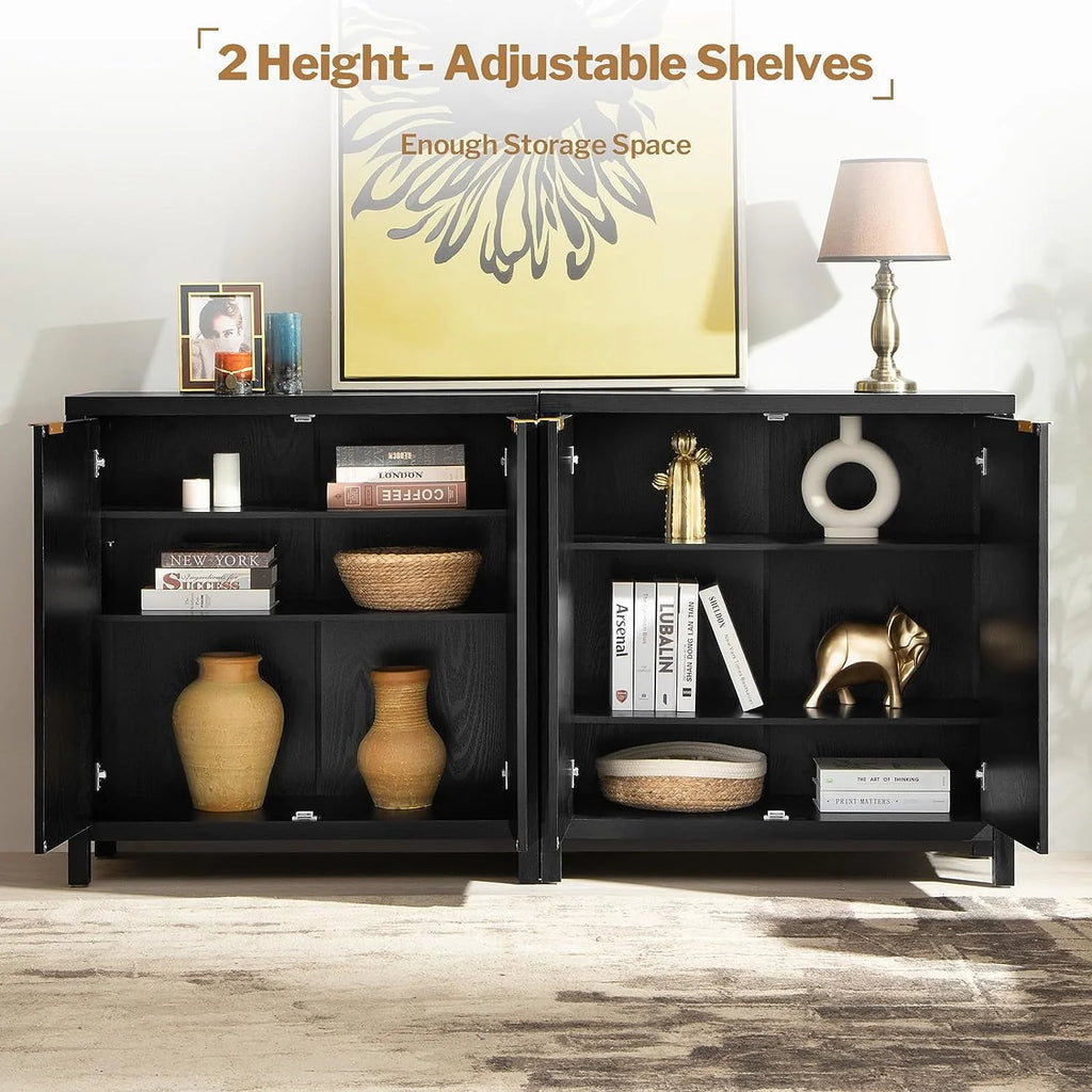 Set of 2 Rattan Cabinet with Doors P272980