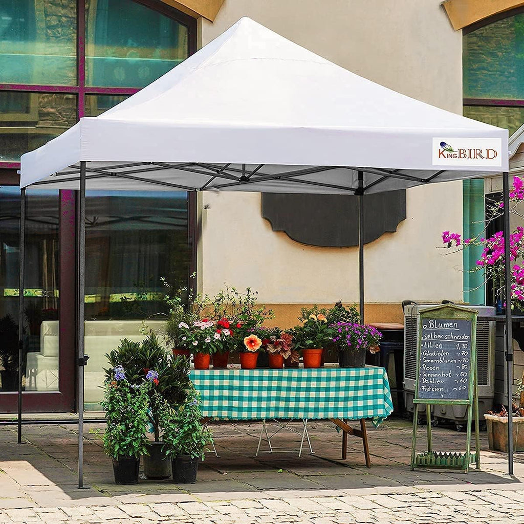 10'x10' Heavy Duty Pop Up Canopy Tent with Roller Bag - White L223654