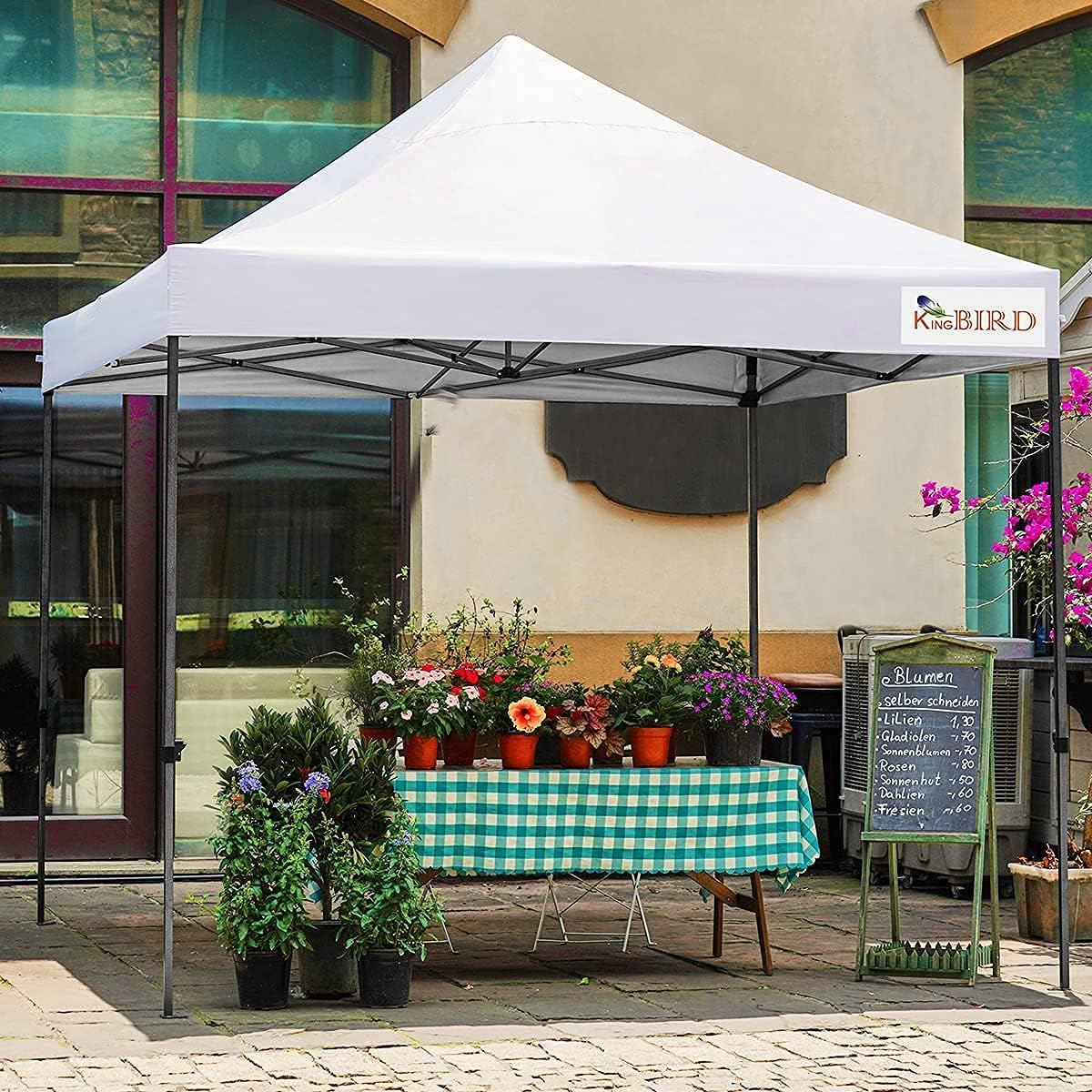 10'x10' Heavy Duty Pop Up Canopy Tent with Roller Bag - White L223654