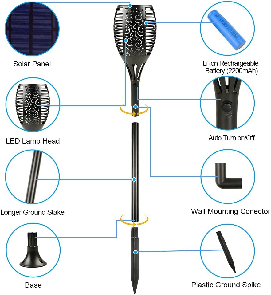 96 LED Waterproof Solar Tiki Torches 4 Pack K3814