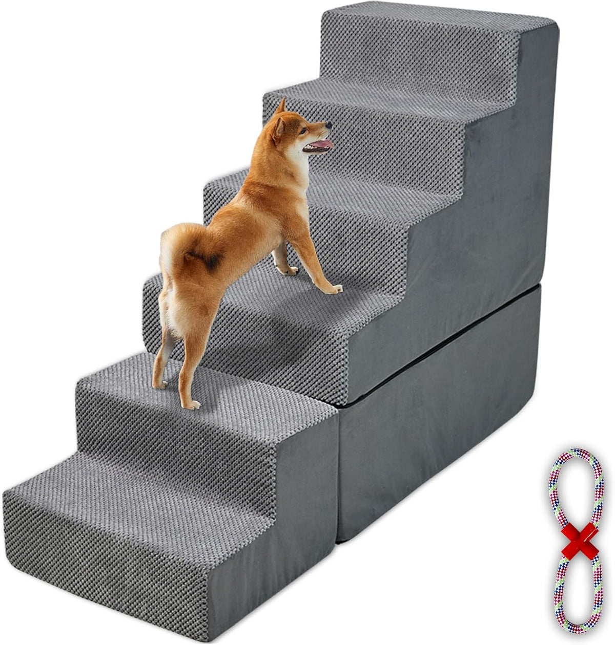Grey Foam Dog Steps for High Beds 30-36" Tall E232375