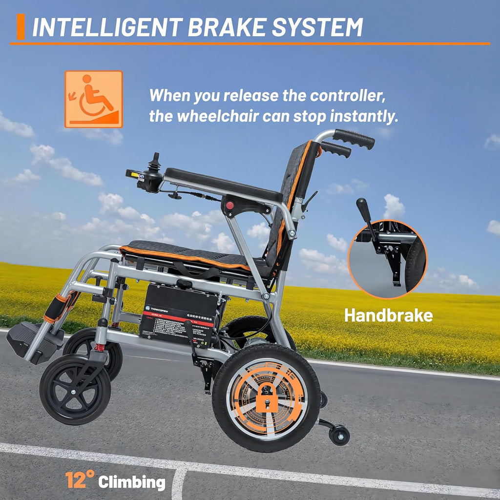 Lightweight Portable Electric Wheelchair, 33lbs, 10 Miles Range J579