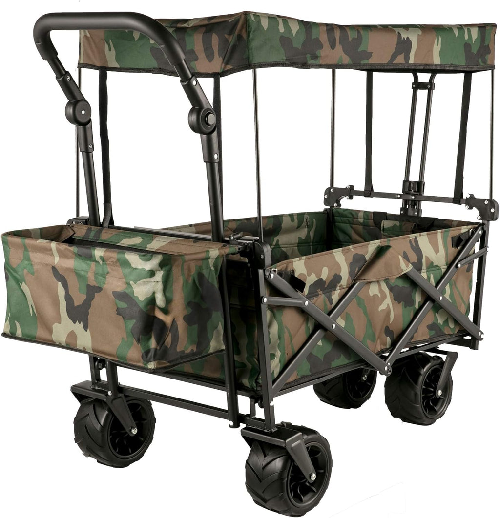 Extra Large Collapsible Garden Cart with Removable Canopy, Black S20093