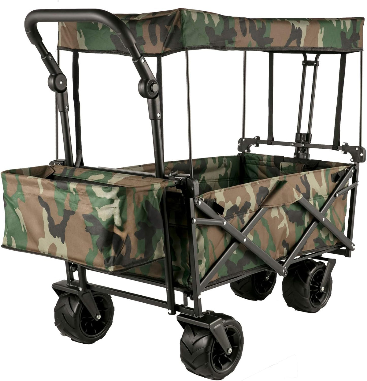 Extra Large Collapsible Garden Cart with Removable Canopy, Black S20093