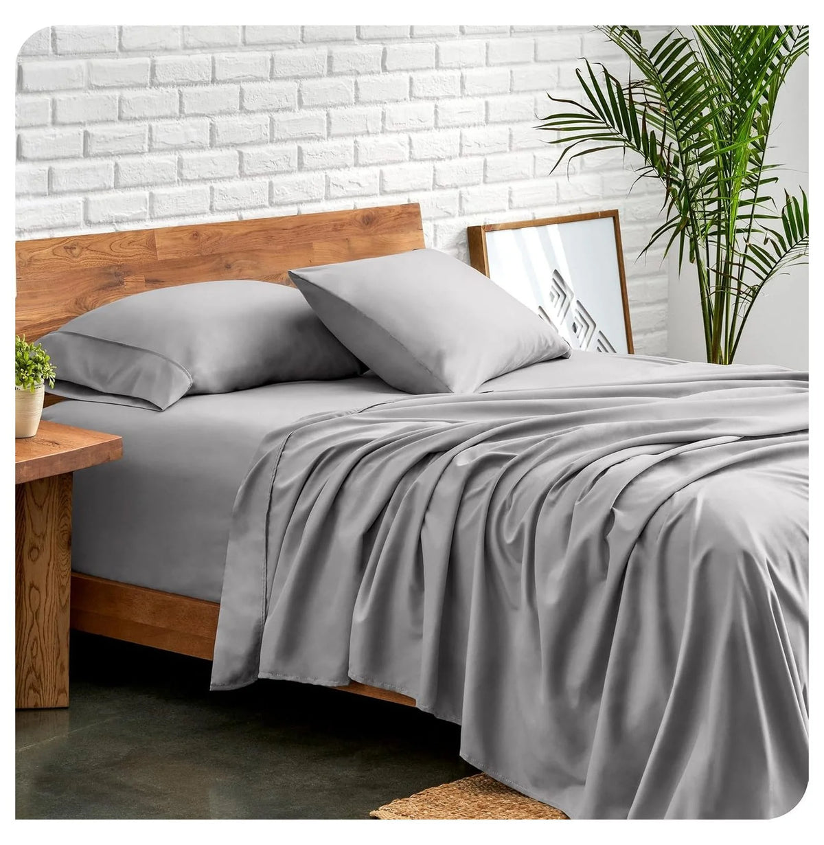 Light Grey 4 Piece Flex King Microfiber Bed Sheet Set D72739