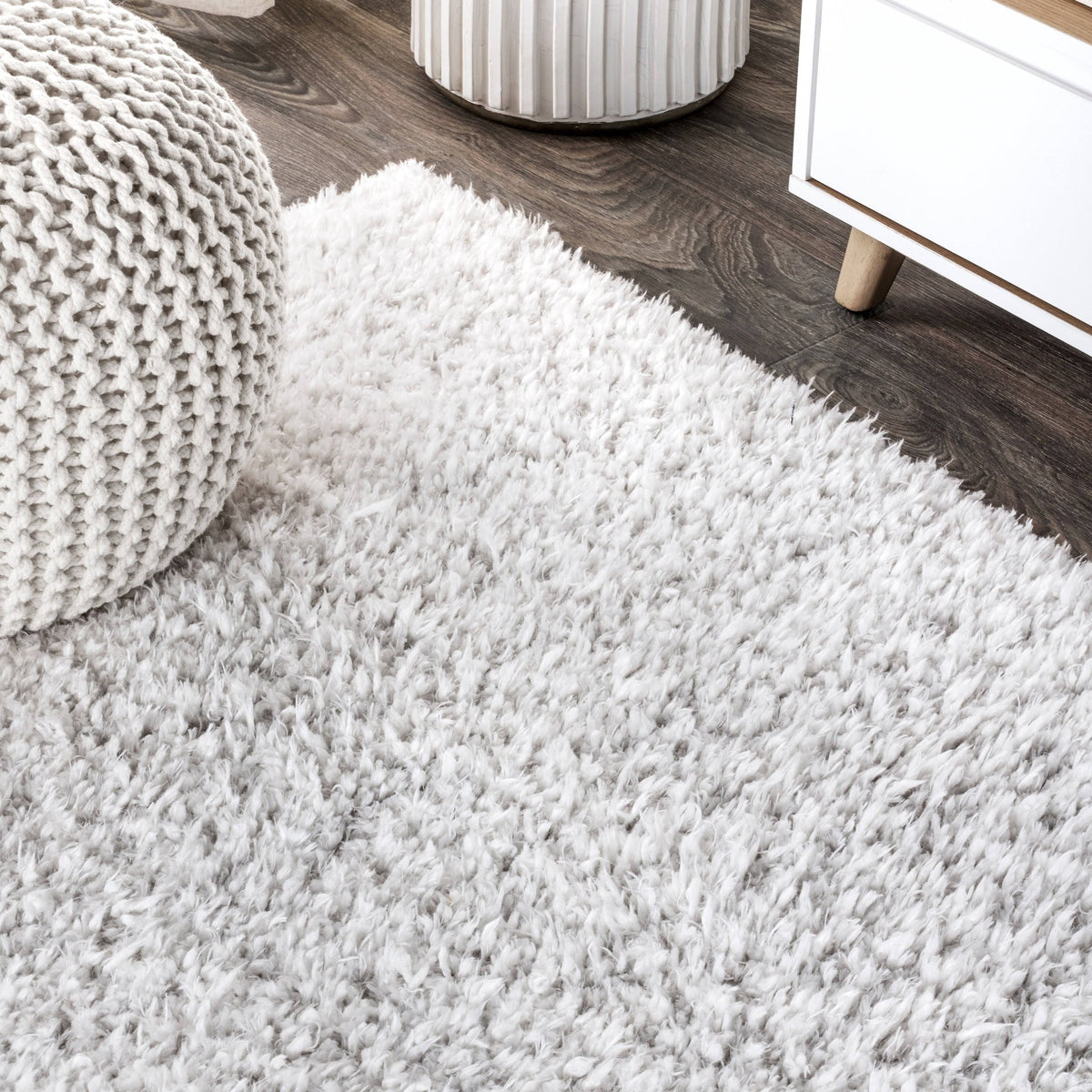 Gray Polyester Shag Runner F88383