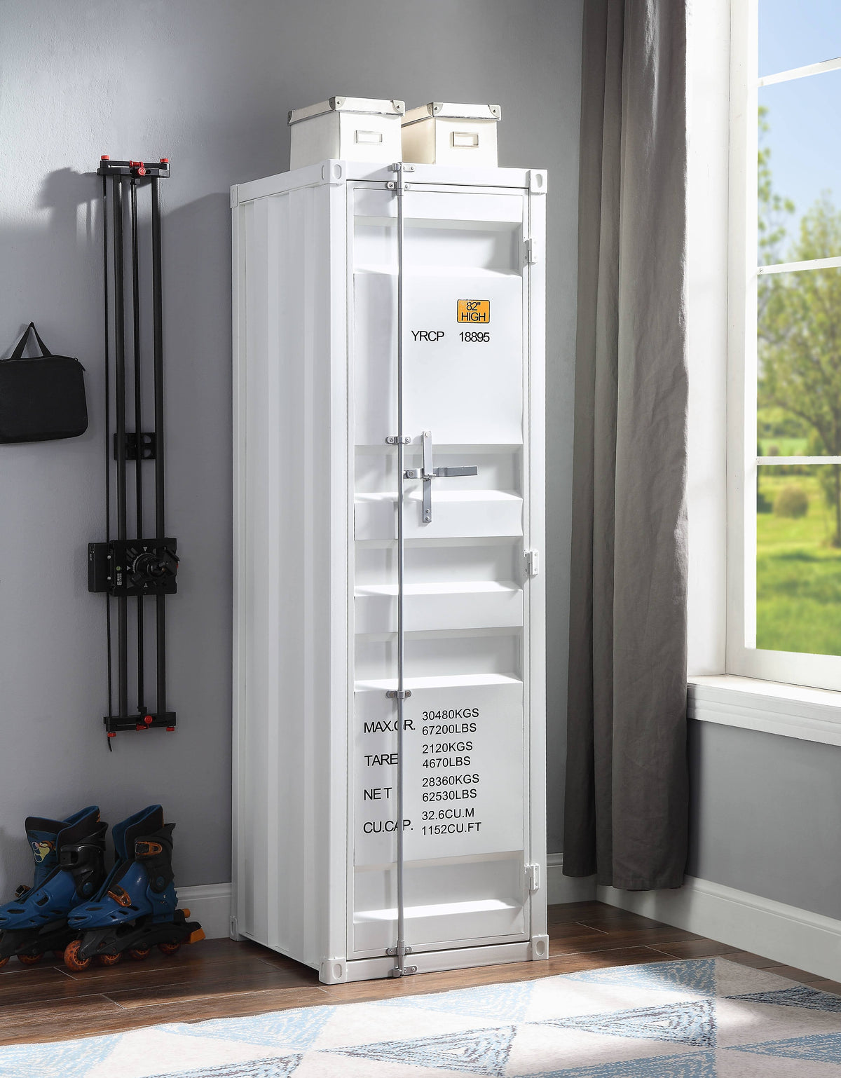 White Single Door Cargo Wardrobe Q917860