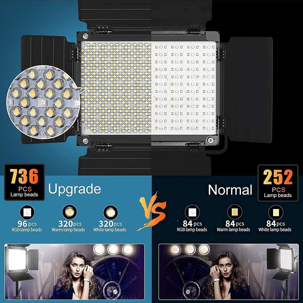 RGB LED Video Light with 2 Softboxes, Photography Lighting Kit Y240710