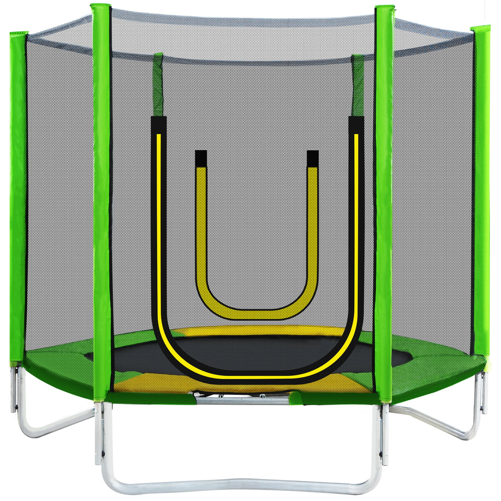 7Ft Round Trampoline with Safety Enclosure Net, Slide and Ladder D894307