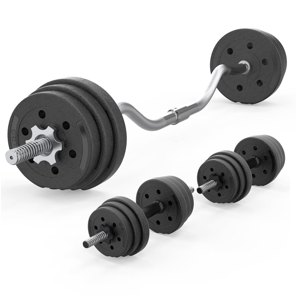 66LB 2 in 1 Adjustable Weight Set with Curl Bar Y780852