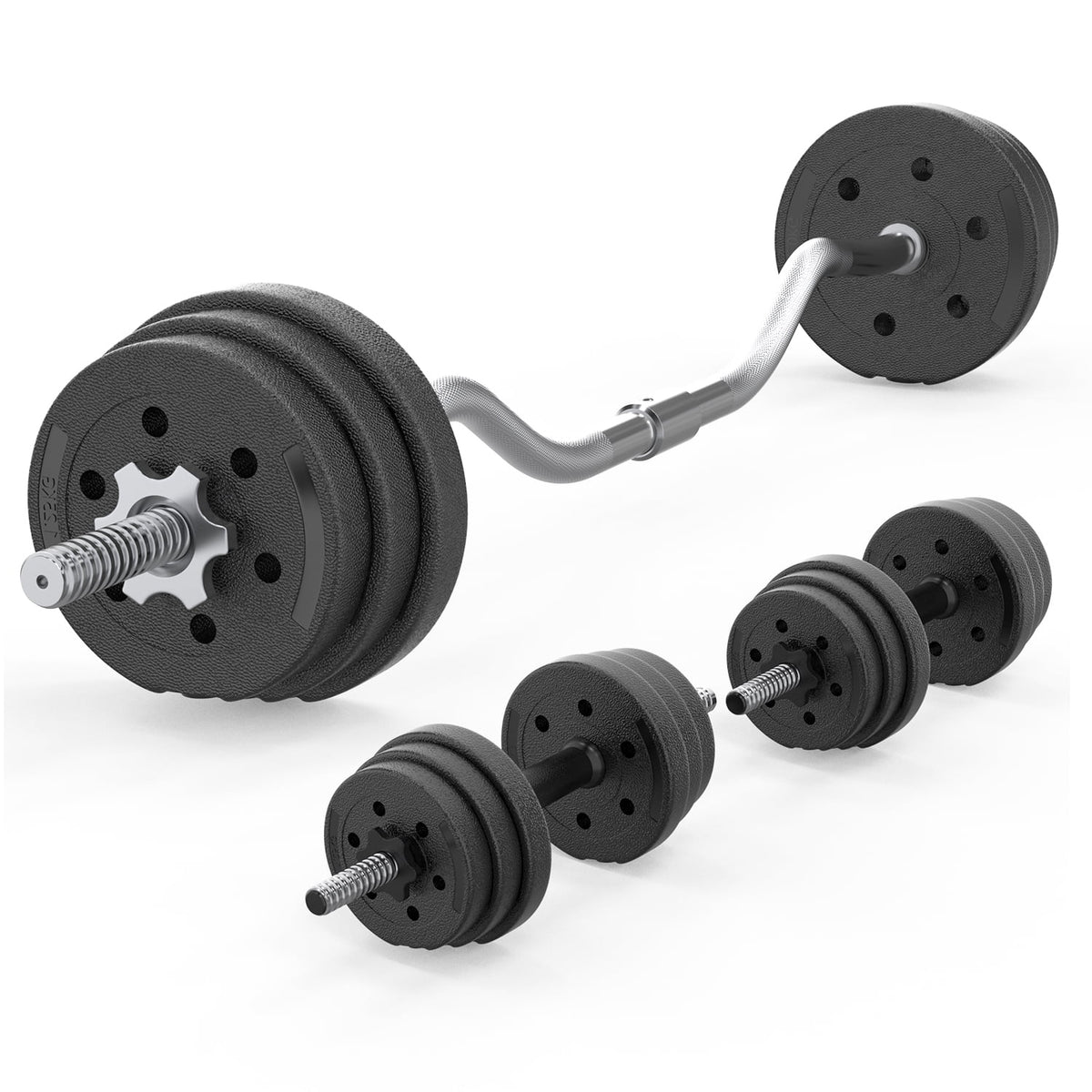 66LB 2 in 1 Adjustable Weight Set with Curl Bar Y780852
