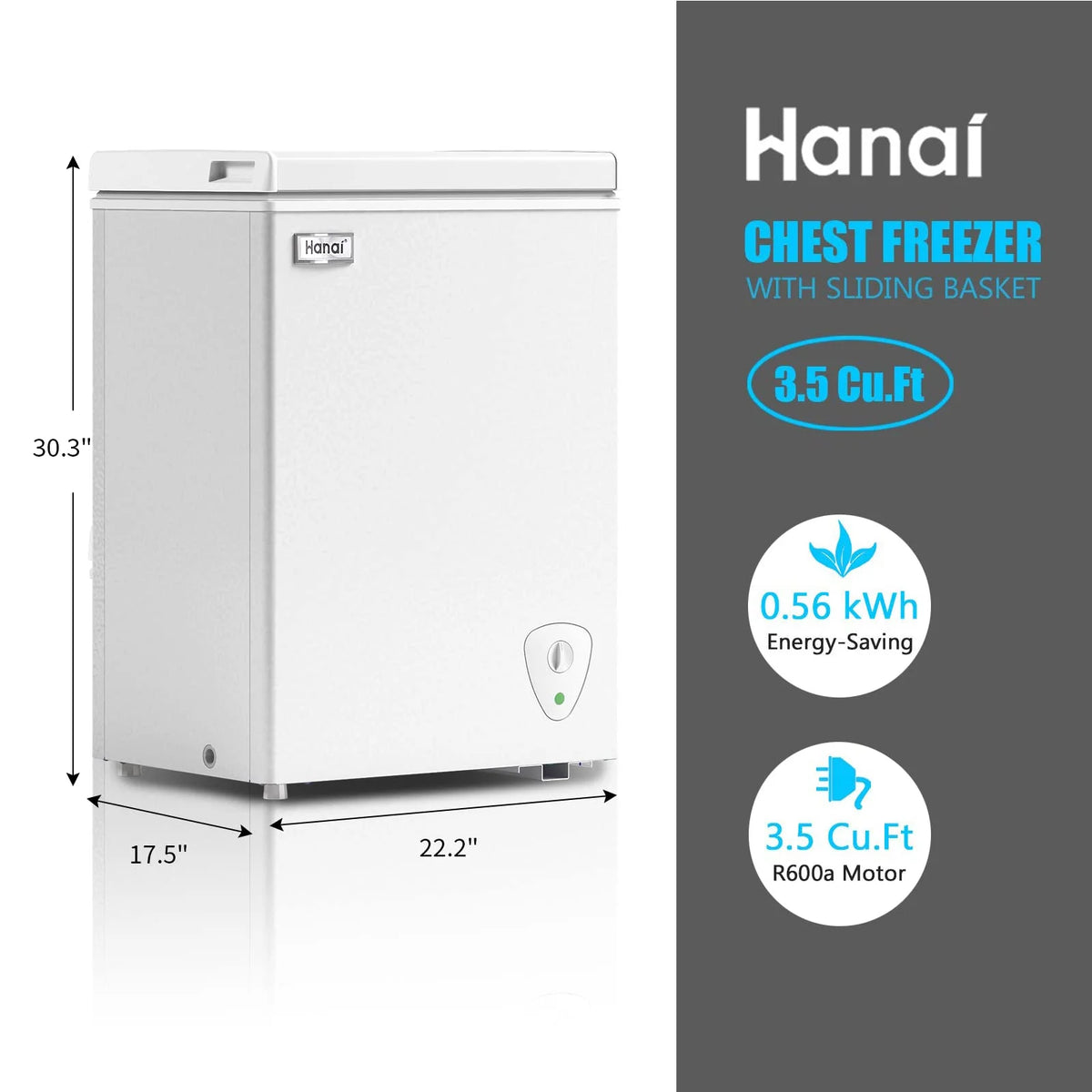 3.5 Cu.ft White Chest Freezer X70089