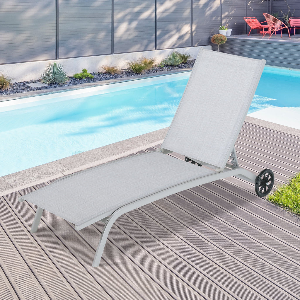 Aluminum Textilene Adjustable Chaise Lounge Chair N1365