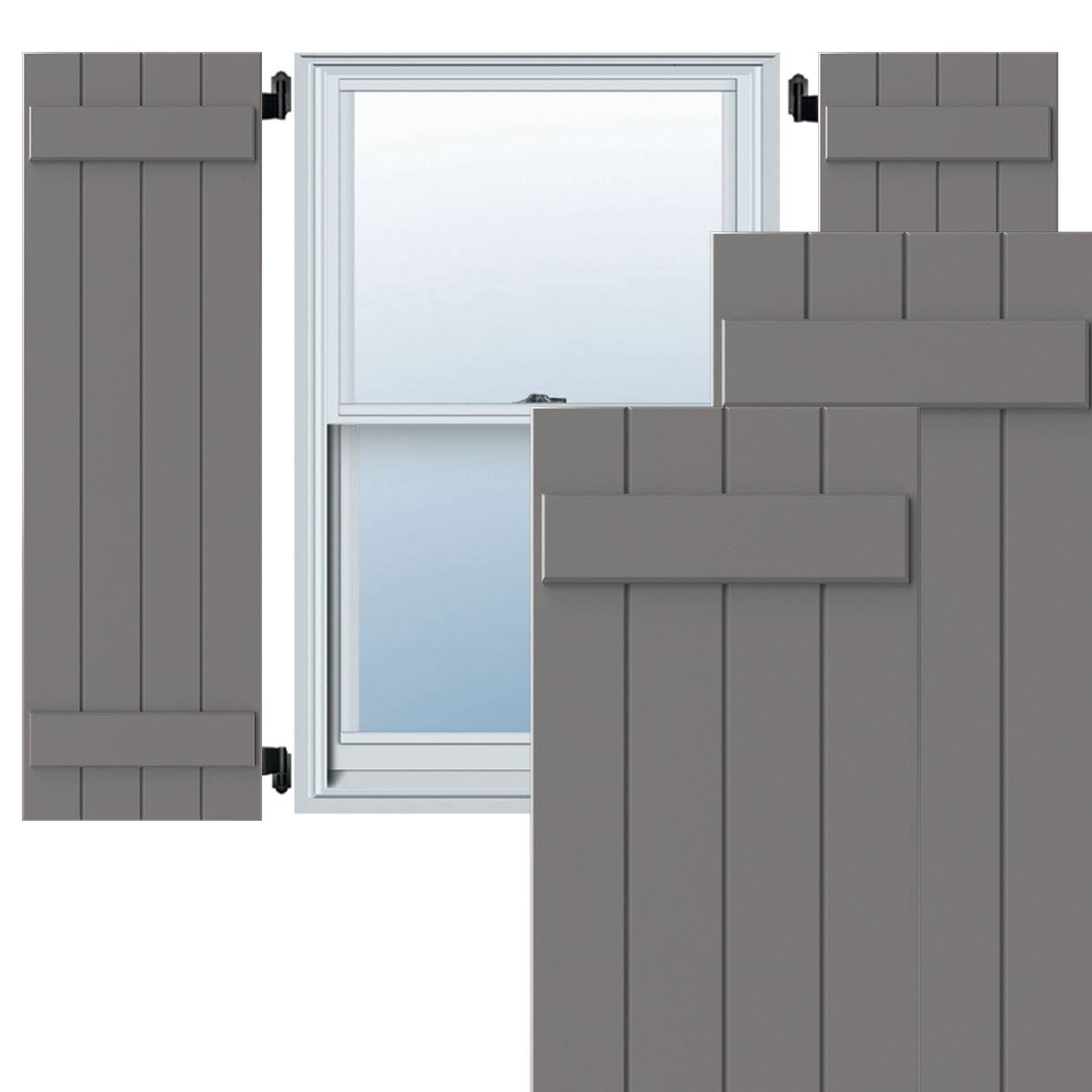 15x22W x 66x22H Exterior Composite Board-n-Batten Shutters (Per Pair), Primed A1485